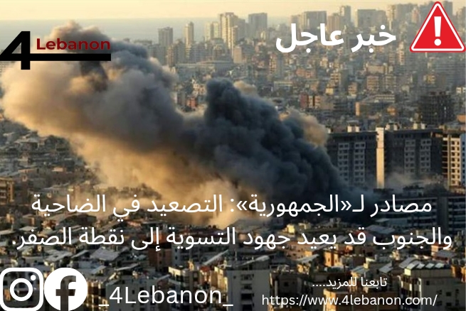 مصادر لـ«الجمهورية»: التصعيد في الضاحية والجنوب قد يعيد جهود التسوية إلى نقطة الصفر.