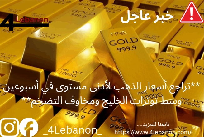 **تراجع أسعار الذهب لأدنى مستوى في أسبوعين وسط توترات الخليج ومخاوف التضخم**