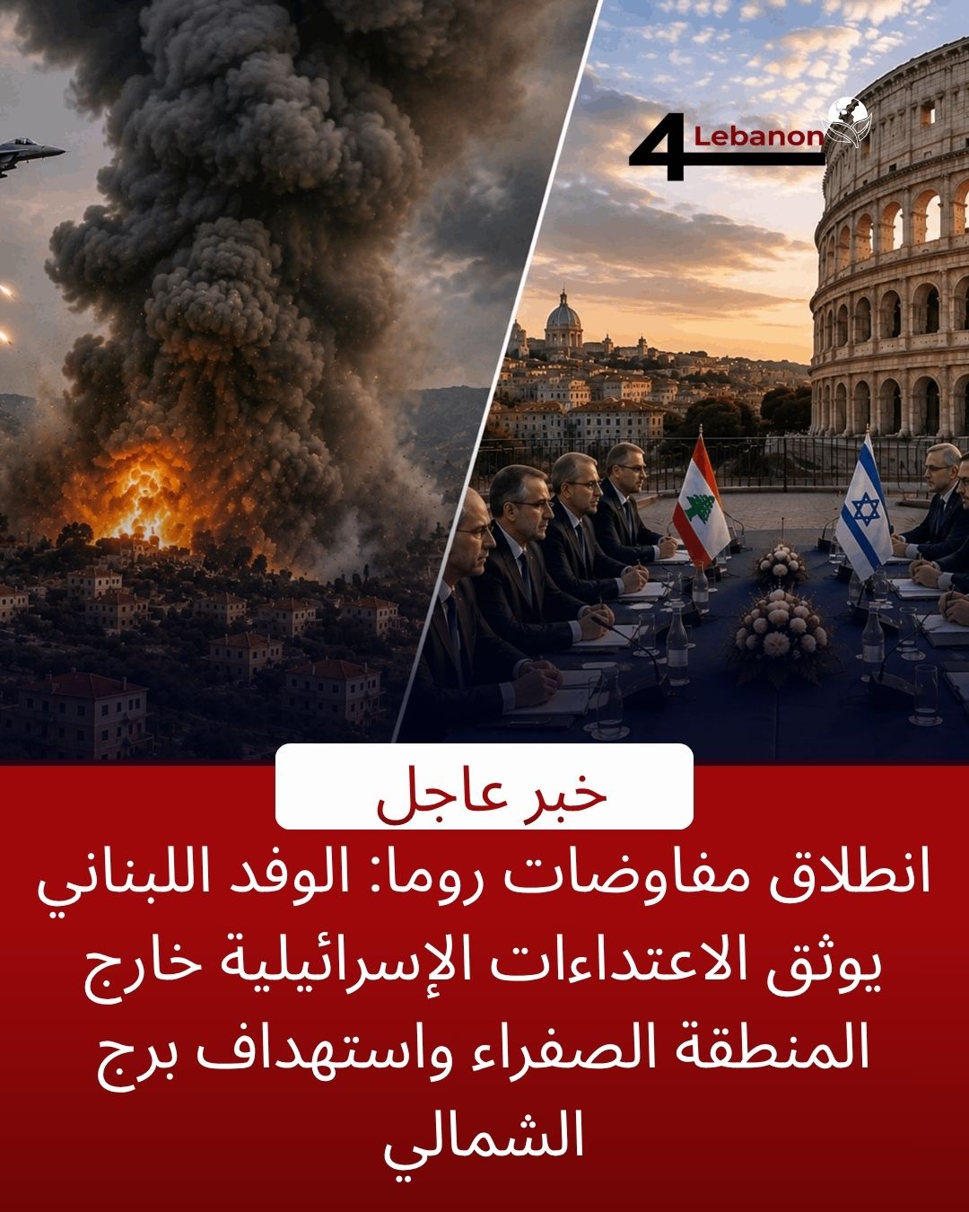 انطلاق مفاوضات روما: الوفد اللبناني يوثق الاعتداءات الإسرائيلية خارج المنطقة الصفراء واستهداف برج الشمالي